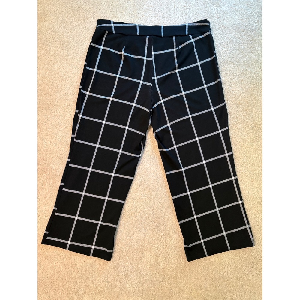 Ashley‎ Stewart Black White Windowpane Grid Wide Leg Pants Plus Size 22/24 7013